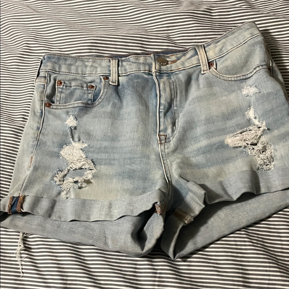 Aeropostale Light Wash Distressed Jean Shorts